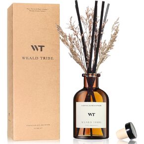 WEALD TRIBE Flower Reed Diffuser Set Eucalyptus & Lavender Scent For Bathroom Accessories Shelf Decor & Air Fresheners, Sticks Defusers With 4.0 fl oz Essential Oils, House Bedroom Office Decor & Gift