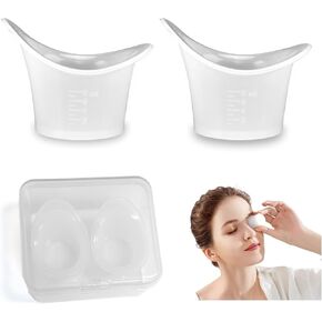 NIIIYTYB 2Pcs Eyewash Cups 8ML Reusable Silicone for Eye Rinse Eye Wash Kit with Storage Container Eyecup for Eye Drops Seniors Eye Bath Flush Washer Gentle Cleansing Tool