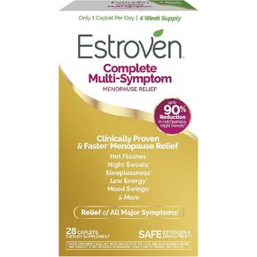 Estroven Complete Multi-Symptom Menopause Supplement for Women, 28 Ct., Clinically Proven Ingredient Provide Menopause Relief & Night Sweats & Hot Flash Relief, Drug-Free & Non-GMO