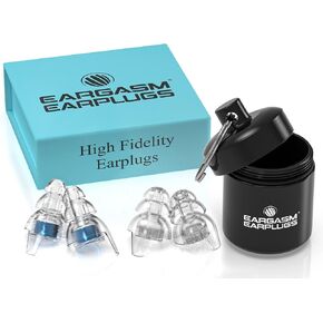 Eargasm High Fidelity Earplugs with Blue Filters - Reusable Noise Reduction Hearing Protection Ear-Plugs with Carrying Case for Concerts, Festivals, Raves, Musicians, Live Music, Sporting Events