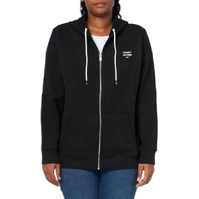 Tommy Hilfiger Women's Printed Logo Graphic Relaxed Fit Zip Front Fleece Jacket with Hood
