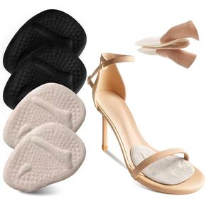 Riootlnm Metatarsal Pads, Ball of Foot Cushions, Heel Pads Inserts for Too Big Shoe, Reduce Foot Pain, No Slip Heel Grips Liners Shoe Pads for Loose Shoe, Blisters(Beige+Black)