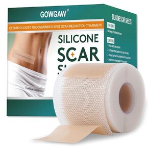 Medical Grade Silicone Scar Sheets, Silicone Scar Tape (1.6"x 60" Roll-1.5M), Professional Scar Removal Treatment, Reusable Silicone Scar Strip for Keloid, C-Section, Surgery, Burns, Acne Etc