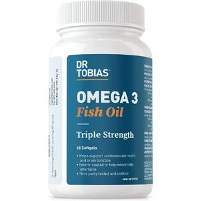 Dr. Tobias Omega 3 Fish Oil, 2000mg Triple Strength Omega 3 Supplement with 800mg EPA 600mg DHA Per Serving, Fish Oil Omega 3 Supplements for Heart, Brain & Immune Support, 180 Softgels, 90 Servings