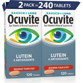 Bausch + Lomb Ocuvite Eye Vitamin and Mineral Supplement with Lutein,120 Count - Pack of 2