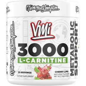 VMI Sports L-Carnitine 3000 Powder | 3000 mg L-Carnitine | Metabolic Support Maximum Absorption Formula | Great Taste for Men & Women | 30 Servings (30 Servings, Cherry Lime)