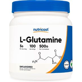 Nutricost L-Glutamine Powder (500 Grams) Unflavored - Gluten Free & Non-GMO, 100 Servings in Saudi Arabia
