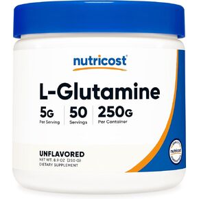 Nutricost L-Glutamine Powder (500 Grams) Unflavored - Gluten Free & Non-GMO, 100 Servings