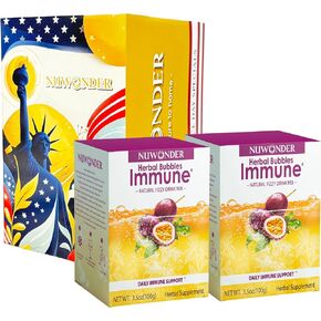 Immune Booster Fizzy Drink Mix Herbal Supplement Made with Astragalus, Ginger, Jujube, Atractylodes, Passion Fruit, No Artificial, 10packs (Independence Day Special Bundle)