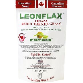 Leonflax, 100% Authentic Canadian Flax Seed, All-natural, High Fiber Content, Dietary Supplement to Improve your Digestive Health, 18 Oz, Bag