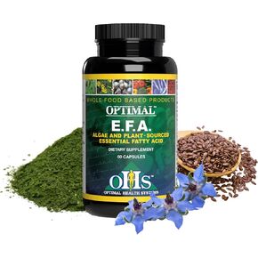 Optimal Health Systems EFA | 1,000 mg from Borage, Flaxseed, and Algae Oil | Safer, Plant-Based Blend | Essential Fatty Acid Supplement | 60 Capsules