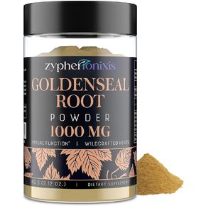 Goldenseal Root Powder Organic 1000 mg - Goldenseal Powder Supplement for Immune & Gut, Pure & Natural Herbal Goldenseal Powder, Non-GMO - 60 Servings（1 Bottle）