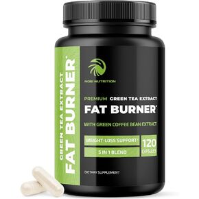 Green Tea Weight Loss Pills | Belly Fat Burner, Metabolism Booster, & Appetite Suppressant for Women & Men | 45% EGCG | With Green Coffee Bean Extract | Vegan, Gluten-Free Supplement | 120 Capsules