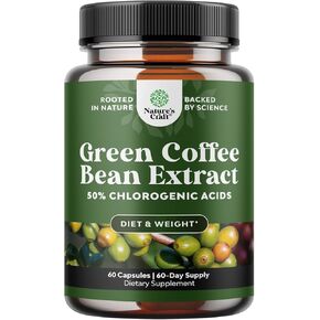 Pure Green Coffee Bean Extract - Super Energizing Green Coffee Extract with 50% Chlorogenic Acid for Antioxidant Heart Health Mental Focus and Size Reduction - Natural Energy Supplement for Adults