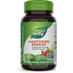 Nature's Way Herbal Hawthorn Berries, Traditional Heart Health Support*, 100 Vegan Capsules (Packaging May Vary)