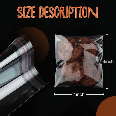Self Sealing Cellophane Bags 4x6 Inches, 200 Pcs Clear Cookie Bags, Resealable Treat Bags for Fresh Cookies, Candy, Gifts, and Party Favors Bags. in Saudi Arabia