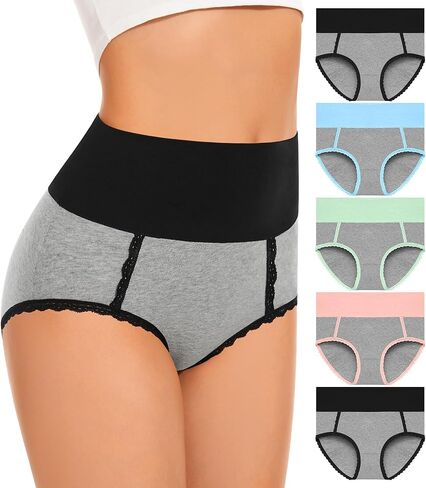 Women Underwear Cotton High Waisted Soft Briefs Full Coverage Comfort Panties Multipack in Saudi Arabia