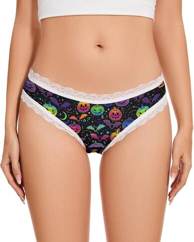 Aueyan Christmas Underwear Holiday Panties for Women with Lace Trim Funny Printed Underpants in Kuwait