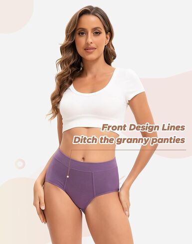 ملابس داخلية نسائية من القطن من INNERSY، سراويل داخلية عالية الخصر، تغطية كاملة للسيدات، 3 قطع in Kuwait