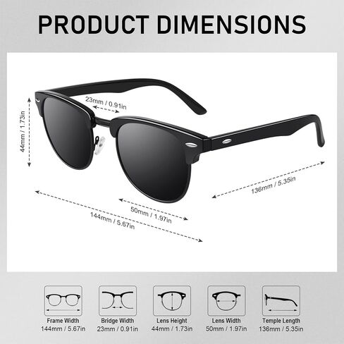 GQUEEN Classic Horn Rimmed Semi Rimless Polarized Sunglasses for Men Women GQO6 in Kuwait