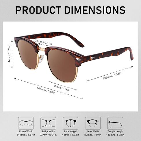 GQUEEN Classic Horn Rimmed Semi Rimless Polarized Sunglasses for Men Women GQO6 in Kuwait