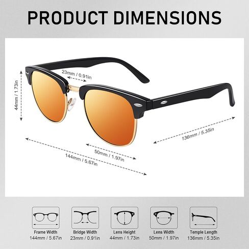 GQUEEN Classic Horn Rimmed Semi Rimless Polarized Sunglasses for Men Women GQO6 in Kuwait