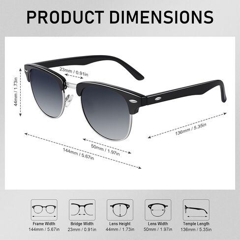 GQUEEN Classic Horn Rimmed Semi Rimless Polarized Sunglasses for Men Women GQO6 in Kuwait