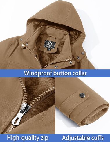 TACVASEN Men's Winter Jacket Cotton Military Jackets Fleece Lined Thick Work Coats Warm Cargo Jackets with Hooded in Saudi Arabia