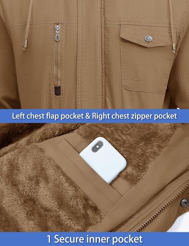 TACVASEN Men's Winter Jacket Cotton Military Jackets Fleece Lined Thick Work Coats Warm Cargo Jackets with Hooded in Saudi Arabia
