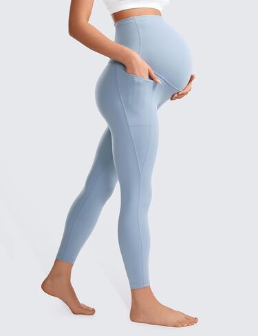 CRZ YOGA Womens Butterluxe Maternity Leggings with Pockets Over The Belly 25" - Workout Active Yoga Pregnancy Pants Soft in Saudi Arabia