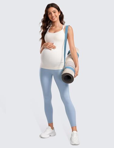 CRZ YOGA Womens Butterluxe Maternity Leggings with Pockets Over The Belly 25" - Workout Active Yoga Pregnancy Pants Soft in Saudi Arabia
