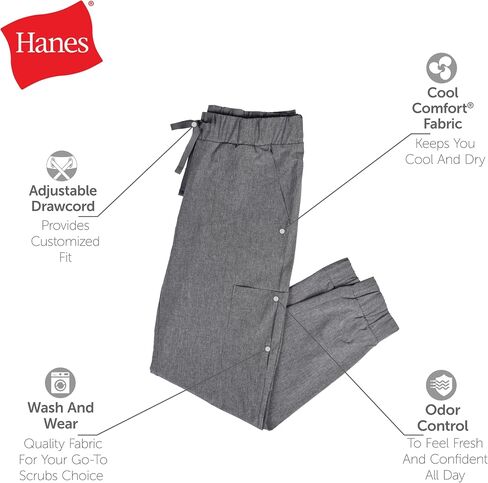 Hanes Women's Scrubs Cargo Joggers, Healthcare Scrub Joggers for Women, Moisture Wicking in Saudi Arabia