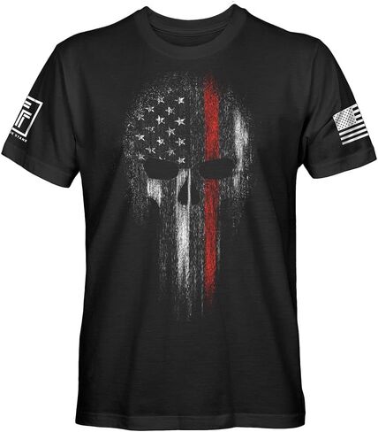 Fantastic Tees American Patriotism USA Flag Skull Men's T-Shirt in Saudi Arabia