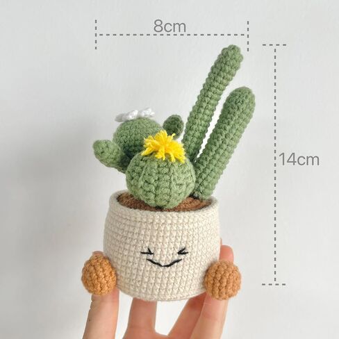 JOMODECOR Handmade Crochet Cute Cactus Potted Plants, Knitted Artificial Forever Flowers with Exquisite Pot, Gift to Friends Women Kids, Perfect for Home Decorations, Office Desk in Saudi Arabia