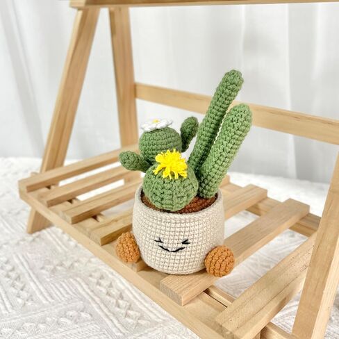 JOMODECOR Handmade Crochet Cute Cactus Potted Plants, Knitted Artificial Forever Flowers with Exquisite Pot, Gift to Friends Women Kids, Perfect for Home Decorations, Office Desk in Saudi Arabia