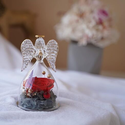 Yamonic Mom Birthday Gifts for Mom, Angel Figurines with Real Rose Gifts for Her Mom Grandma,Preserved Flowers Rose Angel Figurines for Mothers Day Christmas Anniversary Birthday Gifts for Her (Red) in Saudi Arabia