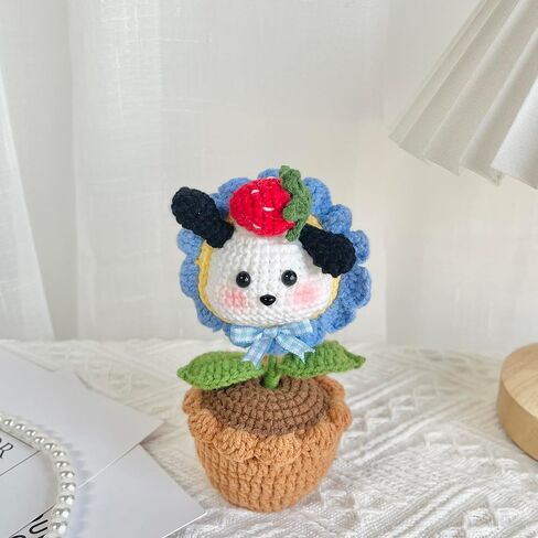 JOMODECOR مصنوع يدويًا من نباتات الكروشيه اللطيفة بوعاء الصبار، زهور صناعية محبوكة إلى الأبد مع وعاء رائع، هدية للأصدقاء والنساء والأطفال، مثالية لديكورات المنزل، مكتب المكتب in Kuwait