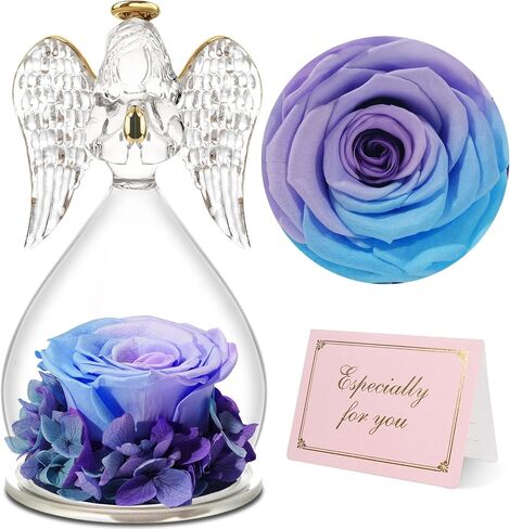 Yamonic Mom Birthday Gifts for Mom, Angel Figurines with Real Rose Gifts for Her Mom Grandma,Preserved Flowers Rose Angel Figurines for Mothers Day Christmas Anniversary Birthday Gifts for Her (Red) in Saudi Arabia