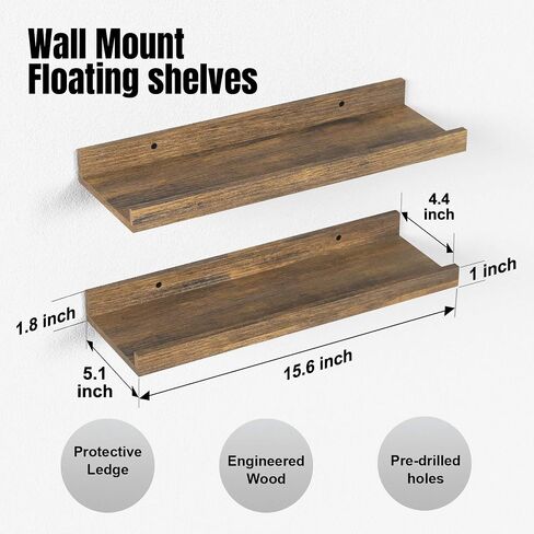 Floating Shelves Wall Mounted Set of 2, Modern White Shelves for Bedroom, Nursery Shelves with Lip, Display Picture Ledge Shelf for Wall Decor Living Room Bathroom Kitchen - White in Saudi Arabia