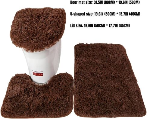 Soft Bathroom Carpet 3 Piece Bathroom Rugs and Mats Sets Non-Slip Mat Set Toilet Mat Set Bath Mats Set 3 Piece Set,with U-Shaped Toilet Floor Mat Non Slip Rugs andToilet Lid Cover Mat (Black) in Kuwait