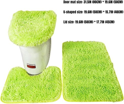Soft Bathroom Carpet 3 Piece Bathroom Rugs and Mats Sets Non-Slip Mat Set Toilet Mat Set Bath Mats Set 3 Piece Set,with U-Shaped Toilet Floor Mat Non Slip Rugs andToilet Lid Cover Mat (Black) in Kuwait