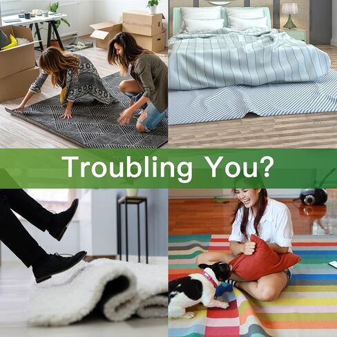 12+2PCS Non Skid Rug Backing for Hardwood Floors and Tiles,Reusable and Washable Non Slip Rug Pads,Rug Tape Hardwood Floor No Damage,Home Decor Apartment Essentials Carpet Tape for Area Rugs in Kuwait