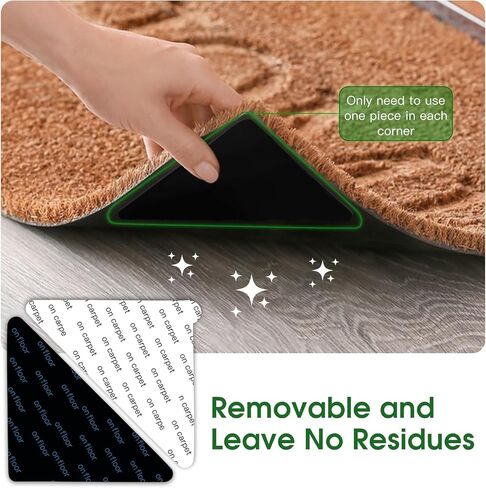12+2PCS Non Skid Rug Backing for Hardwood Floors and Tiles,Reusable and Washable Non Slip Rug Pads,Rug Tape Hardwood Floor No Damage,Home Decor Apartment Essentials Carpet Tape for Area Rugs in Kuwait