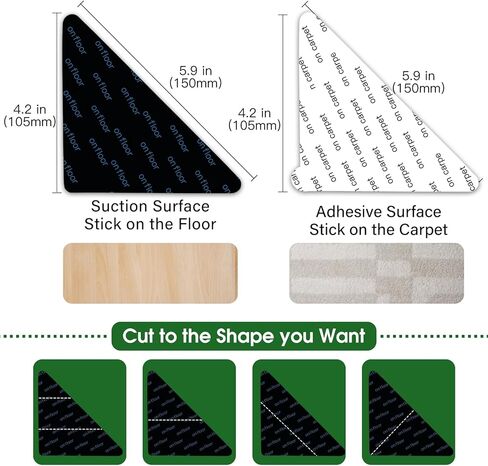 12+2PCS Non Skid Rug Backing for Hardwood Floors and Tiles,Reusable and Washable Non Slip Rug Pads,Rug Tape Hardwood Floor No Damage,Home Decor Apartment Essentials Carpet Tape for Area Rugs in Kuwait