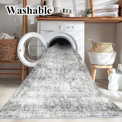 Area Rug 6x9 Washable Rug Gray Vintage Rug Traditional Floor Cover Thin Rug Retro Kitchen Indoor Distressed Non Slip Carpet Floral Print Mat Living Room Bedroom Dining Room in Saudi Arabia