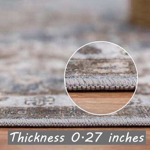 Area Rug 6x9 Washable Rug Gray Vintage Rug Traditional Floor Cover Thin Rug Retro Kitchen Indoor Distressed Non Slip Carpet Floral Print Mat Living Room Bedroom Dining Room in Saudi Arabia