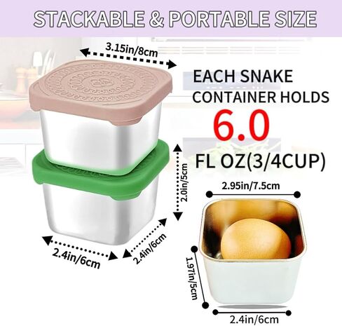 6Pack 6oz Stainless Steel Snack Containers for Kids, Easy Open Leak Proof Metal Toddler Snack Containers with Silicone Lids, Stackable Metal Toddler Lunch Box for Daycare, School and Travel in Saudi Arabia