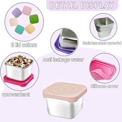 6Pack 6oz Stainless Steel Snack Containers for Kids, Easy Open Leak Proof Metal Toddler Snack Containers with Silicone Lids, Stackable Metal Toddler Lunch Box for Daycare, School and Travel in Saudi Arabia