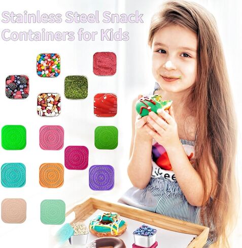 6Pack 6oz Stainless Steel Snack Containers for Kids, Easy Open Leak Proof Metal Toddler Snack Containers with Silicone Lids, Stackable Metal Toddler Lunch Box for Daycare, School and Travel in Saudi Arabia