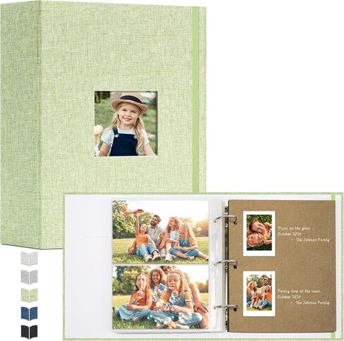 Vienrose Photo Album 4X6 60 Pockets, Linen Scrapbook Photo Album, 3 Ring Binder Album with 40 Scrapbook Pages, and 20 Self-Adhesive Pages, Travel Family Wedding (Beige) in Kuwait